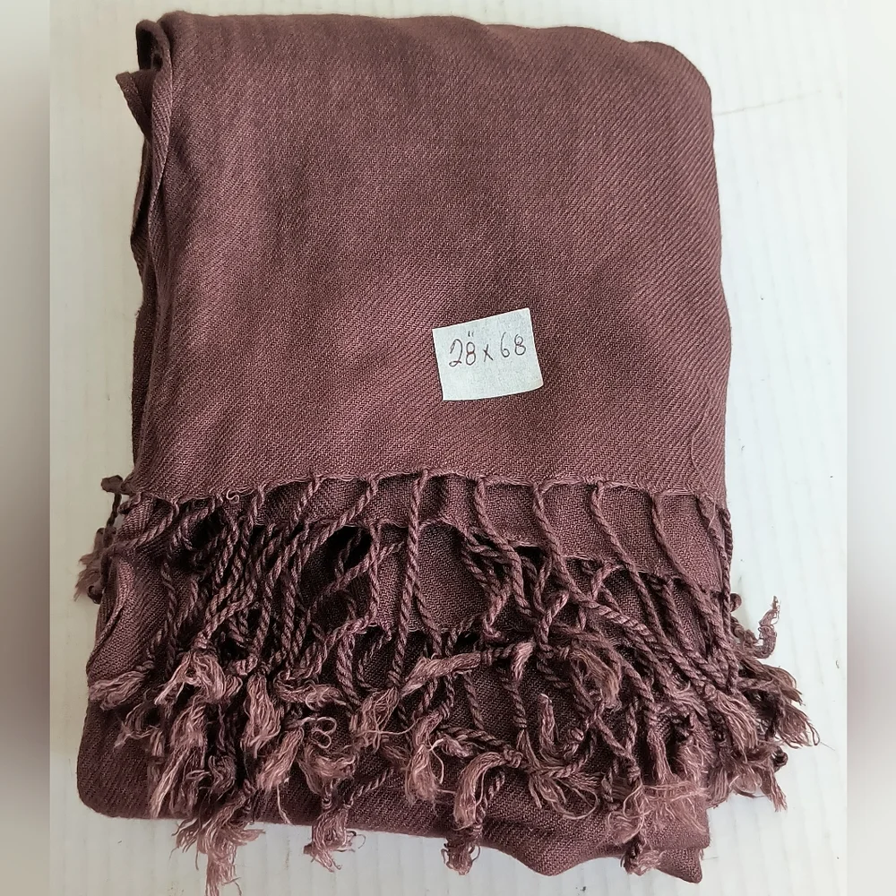 Cocoa Brown Fringed Scarf Wrap 28